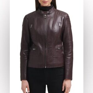 MOTO JACKET IN RUM RAISIN/KENNETH COLE